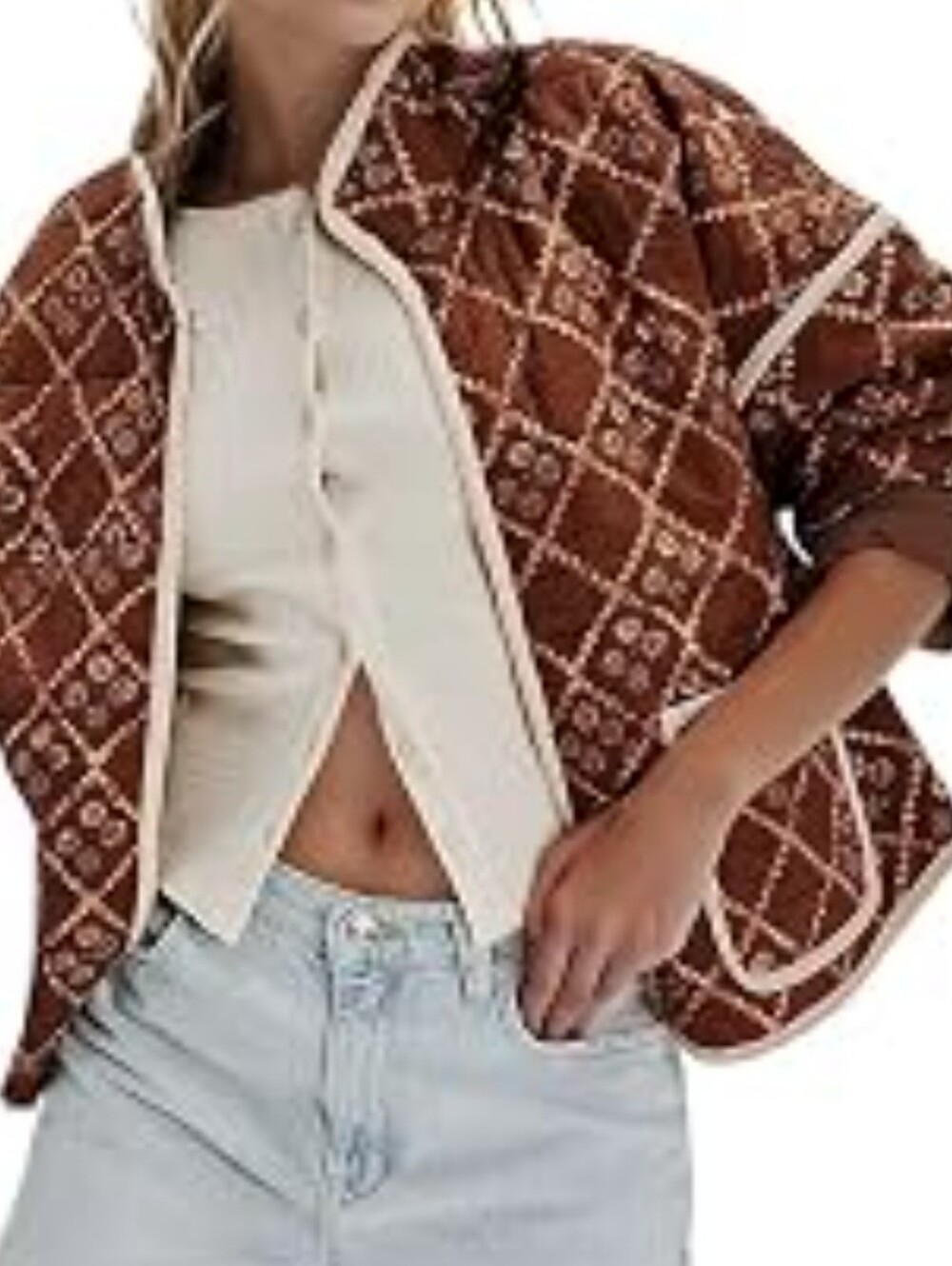 Free People Cropped Quilted Jacket.  Oversized
